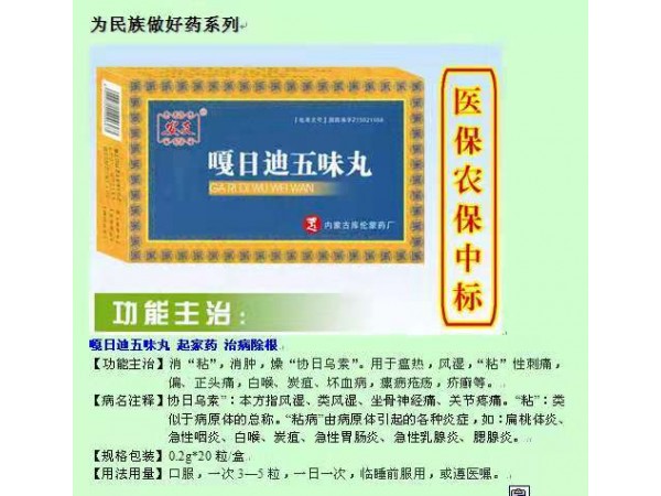 風(fēng)濕骨病特色產(chǎn)品嘎日迪五味丸