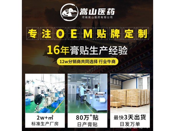 嵩山源頭工廠腰椎疼痛貼關(guān)節(jié)扭傷麻木頸肩腰腿老黑膏貼穴位貼批發(fā)